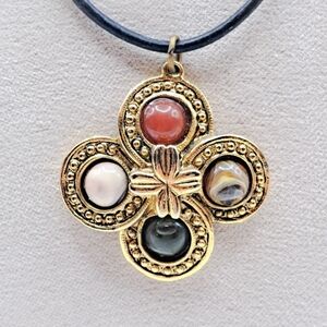 Vintage Renaissance Revival 4 Stone Necklace